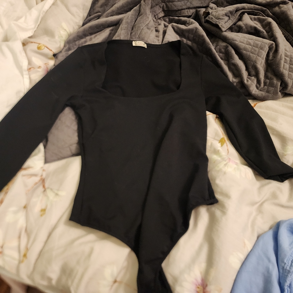 Free People Black Bodysuit